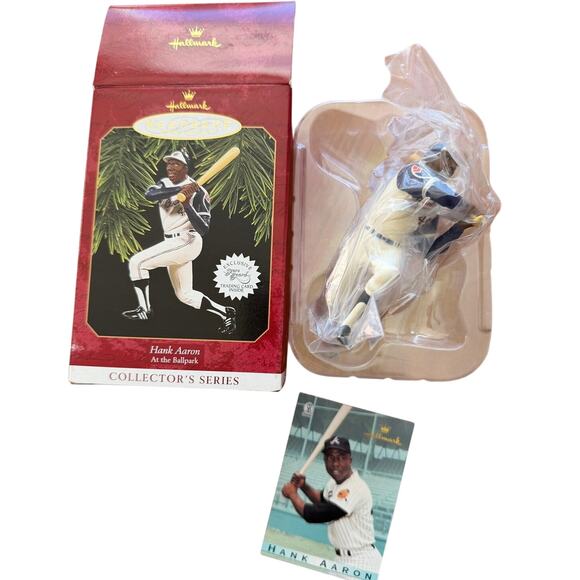 New in Box 1997 Hallmark Keepsake Ornament Hank Aaron At The Ballpark Series #2 - Picture 2 of 3